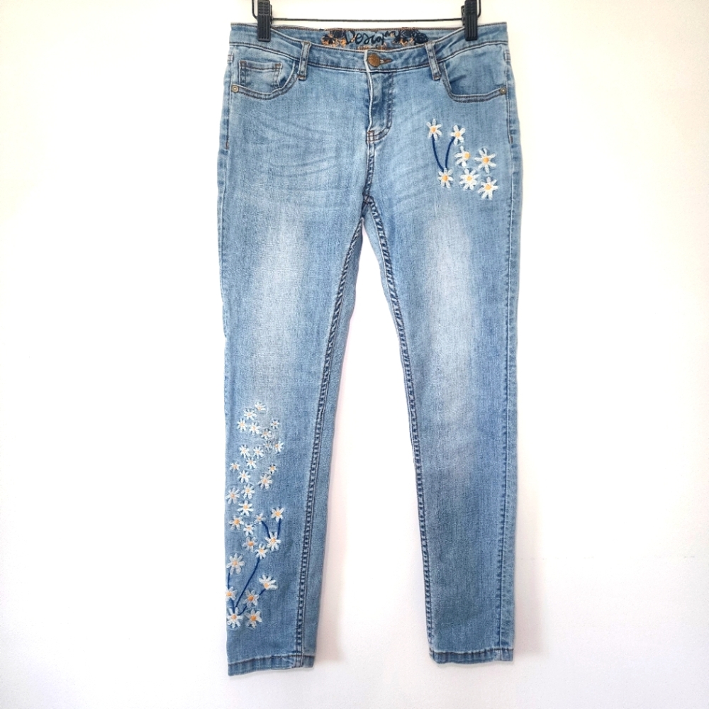 Desigual Exotic Jeans Low Rise Size 29 Light Blue Cotton Denim